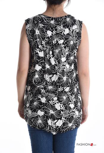 Floral sleeveless asymmetrical Blouse with v-neck - ph 2