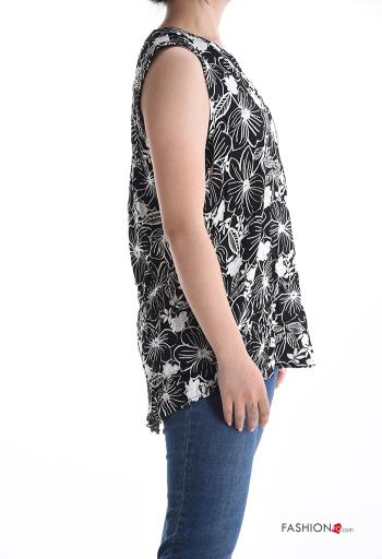 Floral sleeveless asymmetrical Blouse with v-neck - ph 3