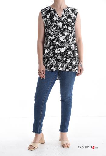 Floral sleeveless asymmetrical Blouse with v-neck - ph 5