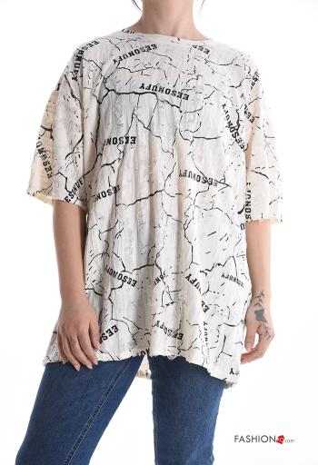 kurze ärmel u-boot ausschnitt T-shirt aus Baumwolle - ph 1