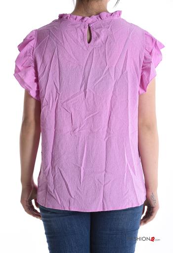 short sleeve ruffle sleeve Top with buttons - ph 2