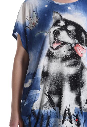 T-shirt manga curta gola redonda Padrão animais com strass - ph 4