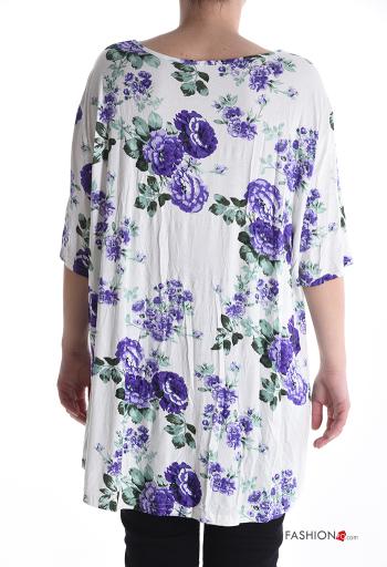 Blusa oversize gola redonda Floral manga três quartos - ph 2