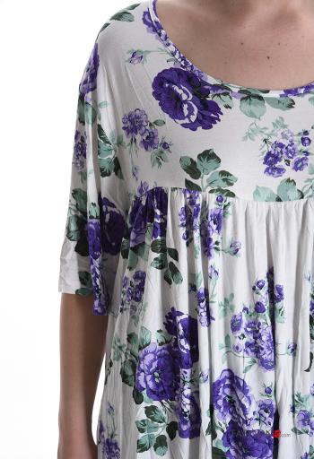 Blusa oversize gola redonda Floral manga três quartos - ph 4