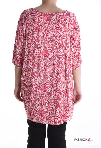 Abstract print short sleeve crew neck oversized Blouse - ph 2