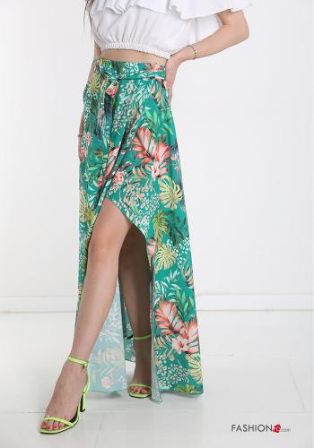 Gonna Longuette Fantasia floreale con fiocco - ph 1