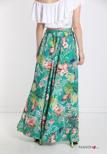 Gonna Longuette Fantasia floreale con fiocco - ph 2