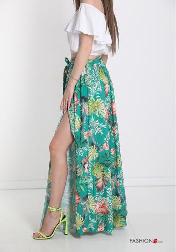 Gonna Longuette Fantasia floreale con fiocco - ph 3