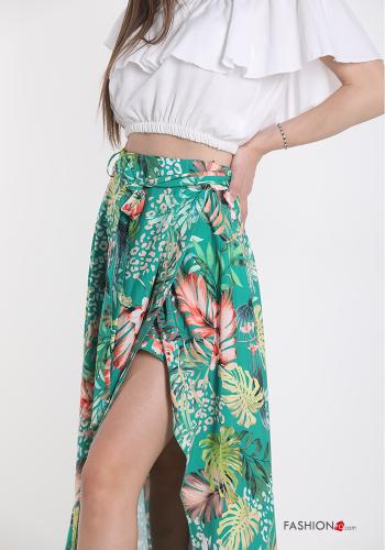 Gonna Longuette Fantasia floreale con fiocco - ph 4