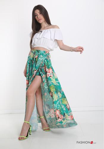 Gonna Longuette Fantasia floreale con fiocco - ph 5