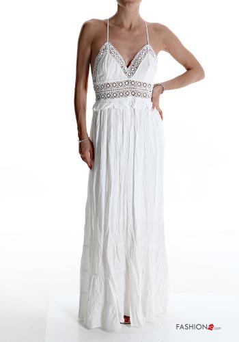 lace trim Sleeveless Dress with flounces with v-neck with bow - ph 1