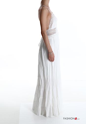 lace trim Sleeveless Dress with flounces with v-neck with bow - ph 3