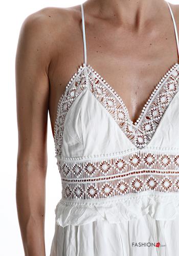 lace trim Sleeveless Dress with flounces with v-neck with bow - ph 4