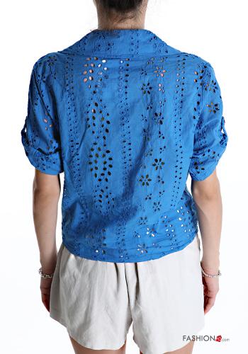 Camicia in Cotone Fantasia ricamata con fiocco - ph 2