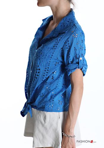 Camicia in Cotone Fantasia ricamata con fiocco - ph 3