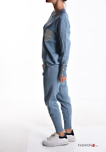 Conjunto con bolsillos con cuello en v con botones - ph 3