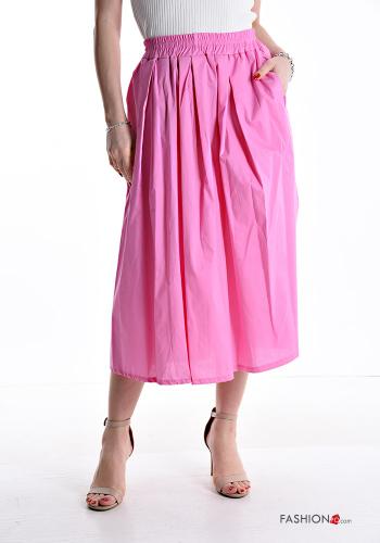 midi Cotton Skirt with pockets with elastic