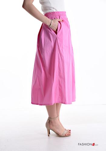 Gonna in Cotone midi con tasche con elastico - ph 3