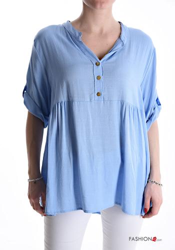 short sleeve Blouse with buttons with v-neck