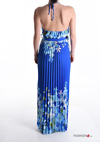Floral sleeveless long pleated Dress with sash - ph 2