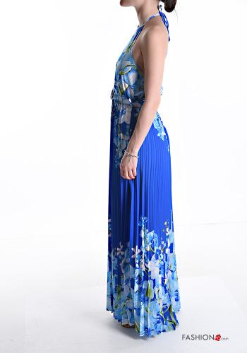 Floral sleeveless long pleated Dress with sash - ph 3