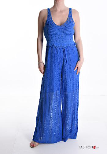 Jumpsuit in Cotone wide leg pizzo senza maniche Fantasia ricamata - ph 1