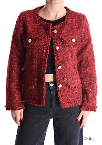 Tweed Cotton Jacket with buttons with fringe