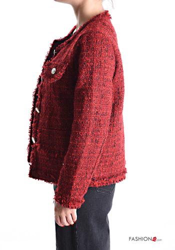 Tweed Jacke aus Baumwolle mit Knöpfen mit Fransen - ph 3