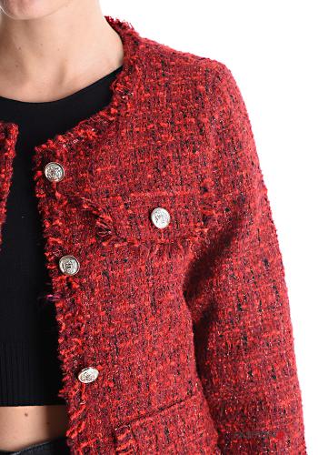 Tweed Jacke aus Baumwolle mit Knöpfen mit Fransen - ph 4