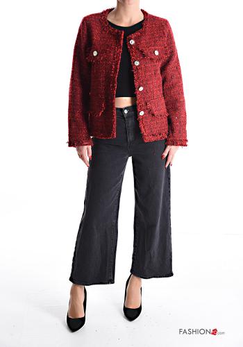 Tweed Jacke aus Baumwolle mit Knöpfen mit Fransen - ph 5