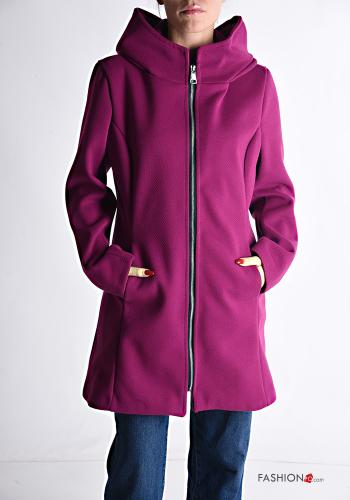 Cappotto con zip con tasche con cappuccio - ph 1