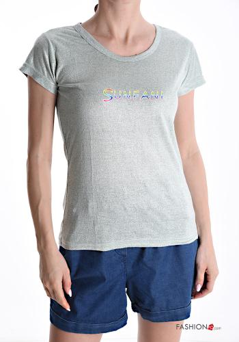 T-shirt maniche corte girocollo Fantasia scritta