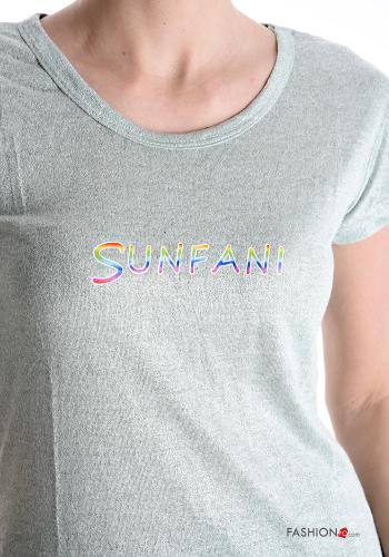 T-shirt maniche corte girocollo Fantasia scritta - ph 4