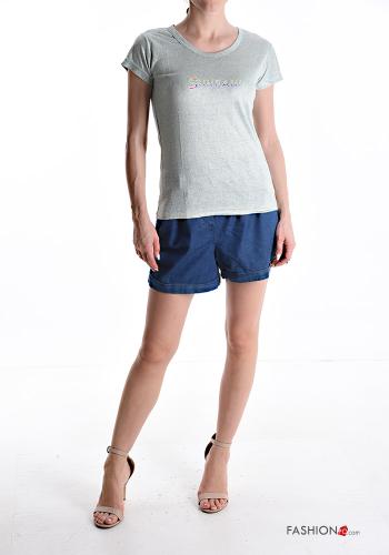 T-shirt maniche corte girocollo Fantasia scritta - ph 5