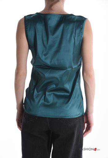 Embroidered lace trim sleeveless satin Top - ph 2