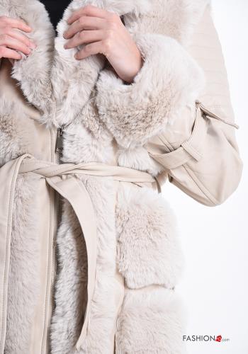 Kunstfell Jacke mit Gürtel mit Taschen - ph 4