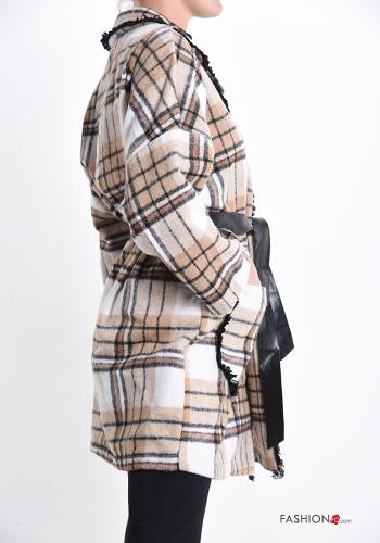 Cappotto Fantasia tartan con cintura con tasche - ph 3
