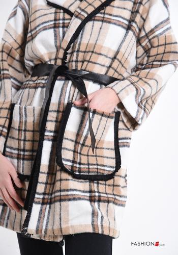 Cappotto Fantasia tartan con cintura con tasche - ph 4
