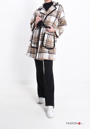Cappotto Fantasia tartan con cintura con tasche - ph 5