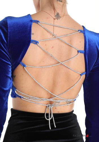 Top in velluto maniche lunghe con strass - ph 4