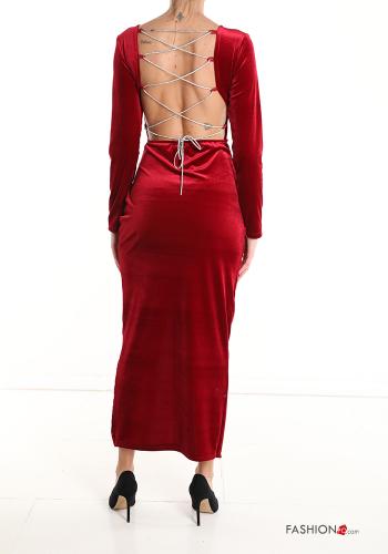 Abito in velluto lungo con strass con spacco - ph 2