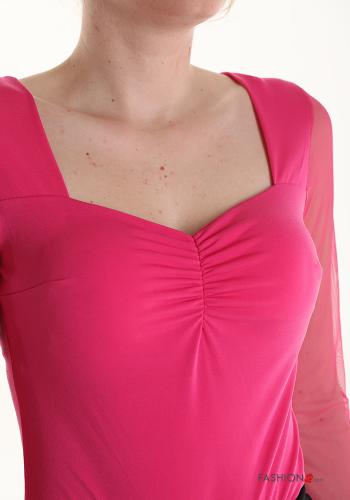 tulle sleeve Bodysuit bardot neckline - ph 4