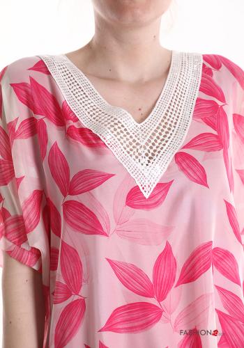 Blusa maniche corte Fantasia con foglie scollo a V - ph 4