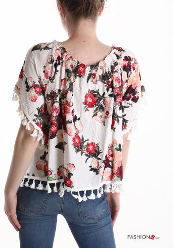 Floral short sleeve Blouse with fringe - ph 2