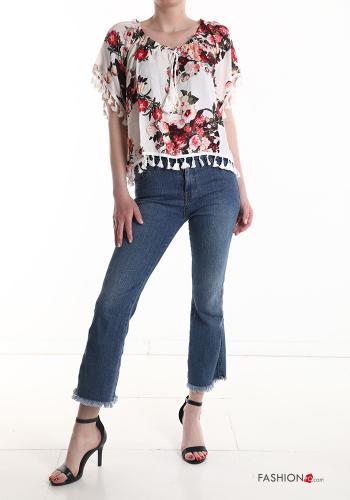 Floral short sleeve Blouse with fringe - ph 5