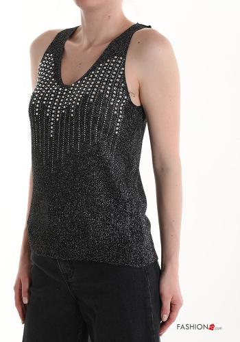 Canotta scollo a V con strass - ph 3