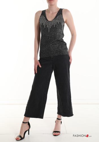 Canotta scollo a V con strass - ph 5