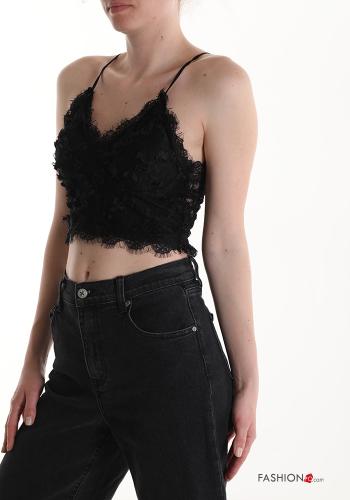 lace trim Top with v-neck with cups - ph 3