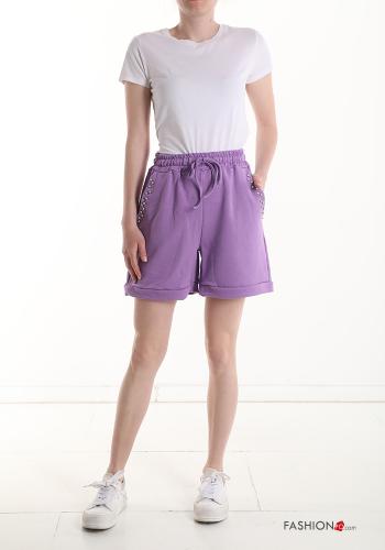 Cotton Shorts with studs with elastic with drawstring with pockets - ph 5