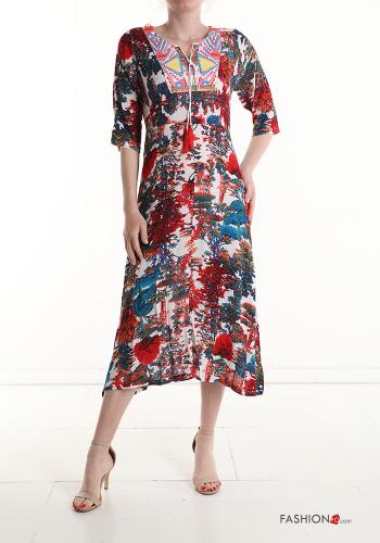 Patterned Dress 3/4 sleeve